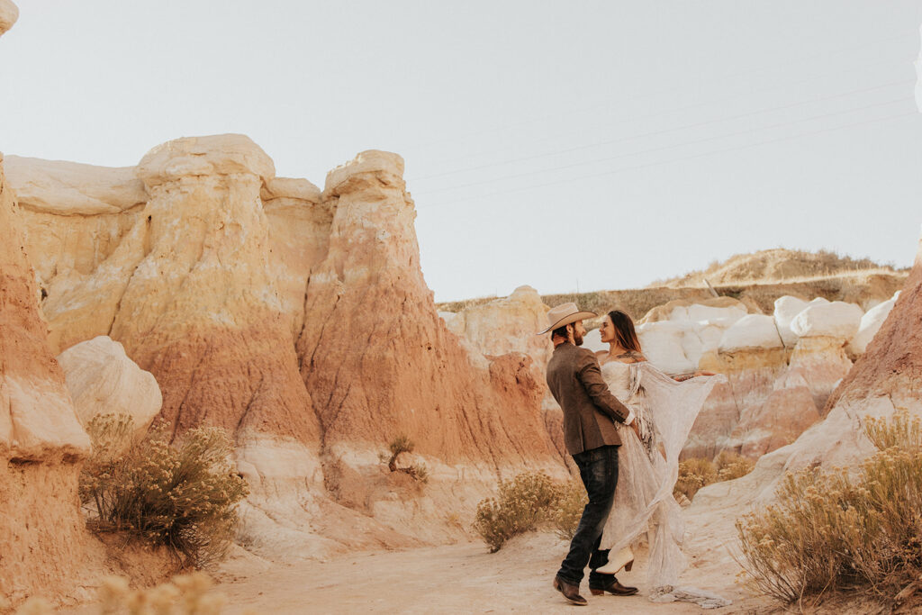 Andrew & Chelsey's Beautiful Boho Elopement in Paint Mines, Colorado