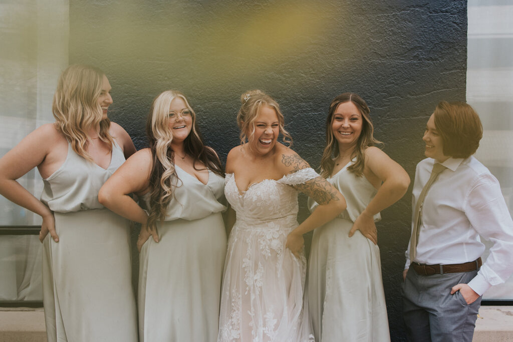 bridal party posing