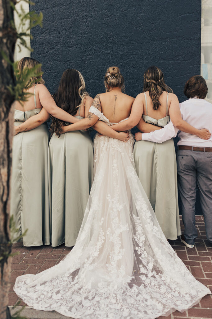 bridal party posing