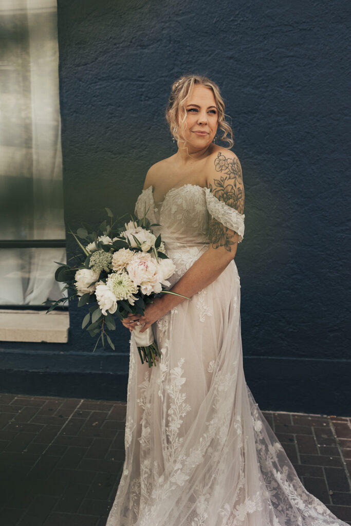 bride posing for wedding portraits