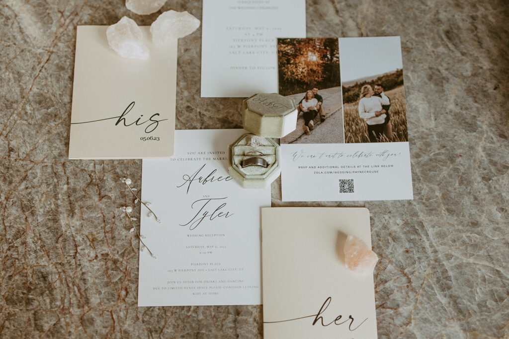 wedding photo flat lay