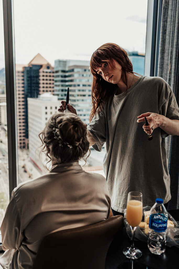 bride getting ready for her wedding