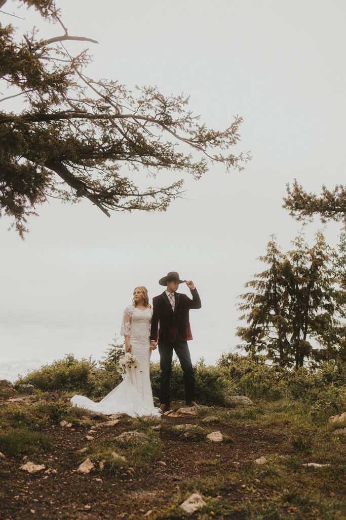 couple having a morning elopement in grand teton national park
