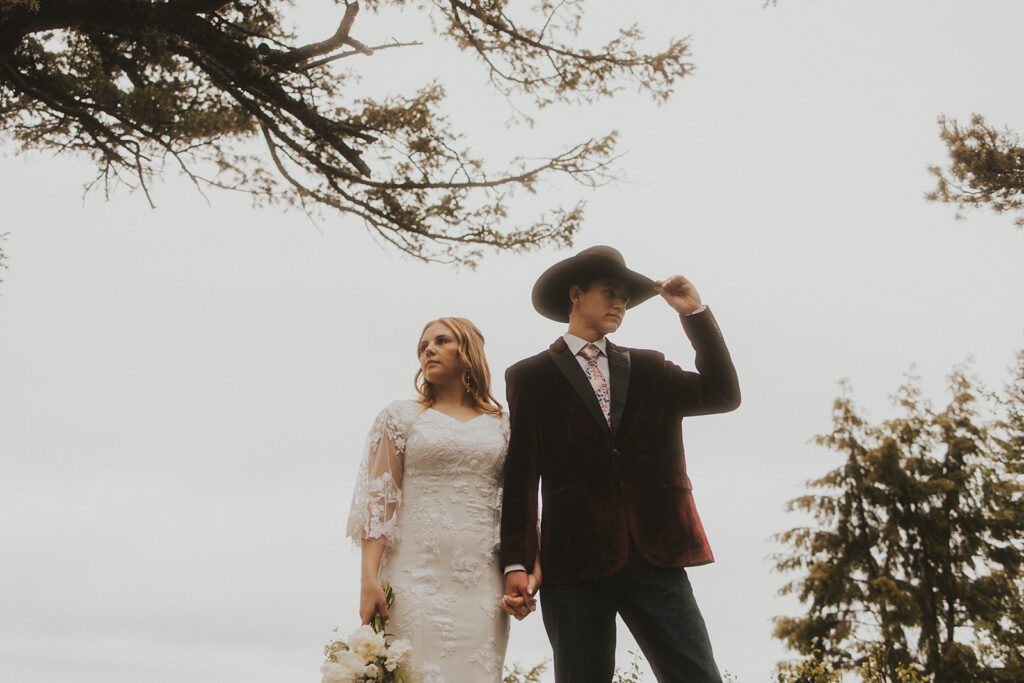 couple having a morning elopement in grand teton national park
