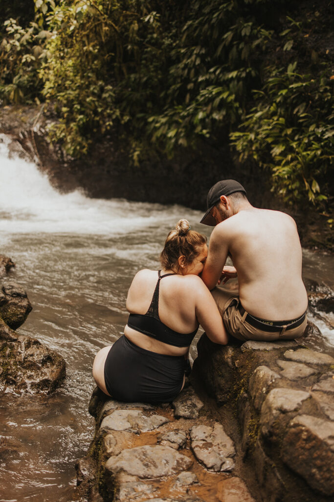 couple posing on the beach in costa rica