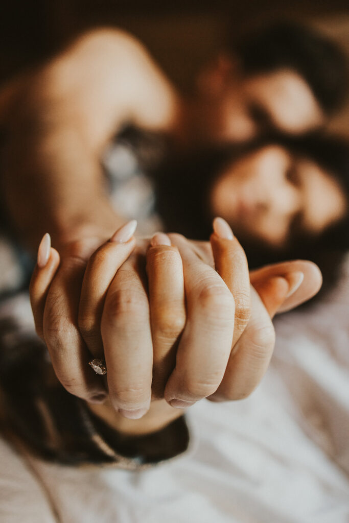 couple photoshoot at home at a cozy and intimate cabin in Jackson, WY