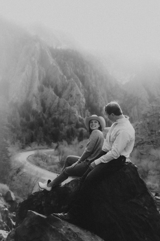 couple seating at storm mountain