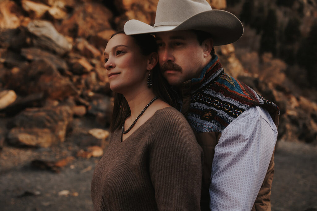 beautiful couple during their mountain engagement session in Utah
