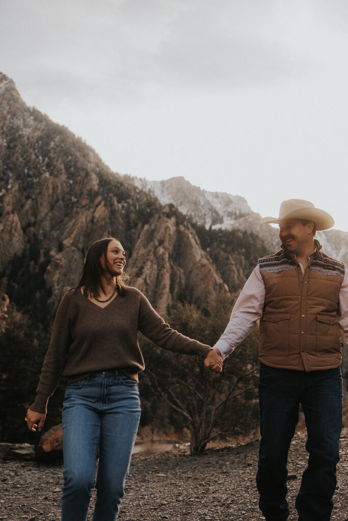 couple holding hands during their engagement session