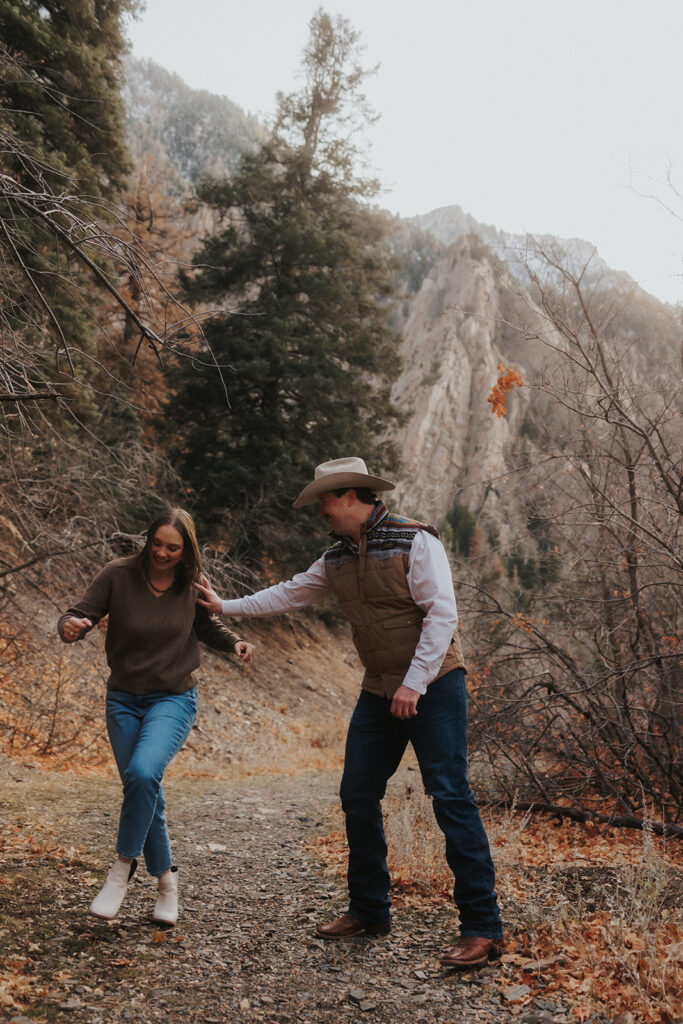 candid shot of the couple at their engagement session - wedding photography