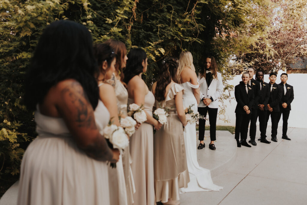 wedding ceremony view of the wedding party