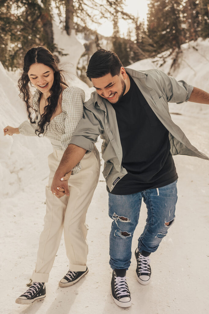 couple playing during their photoshoot