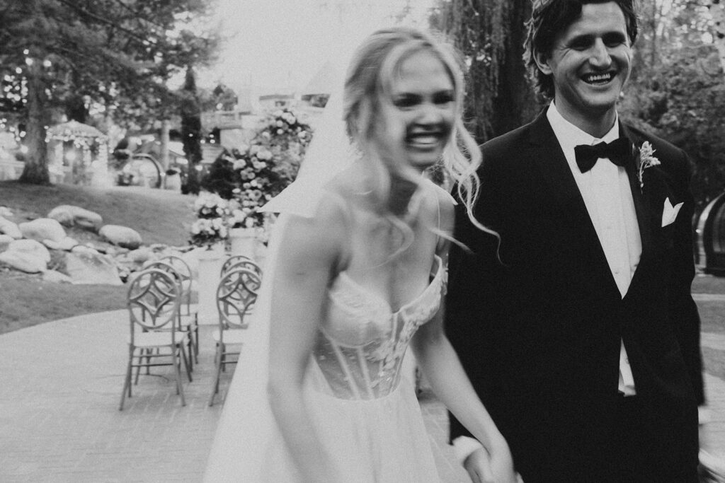 bride and groom candid shot