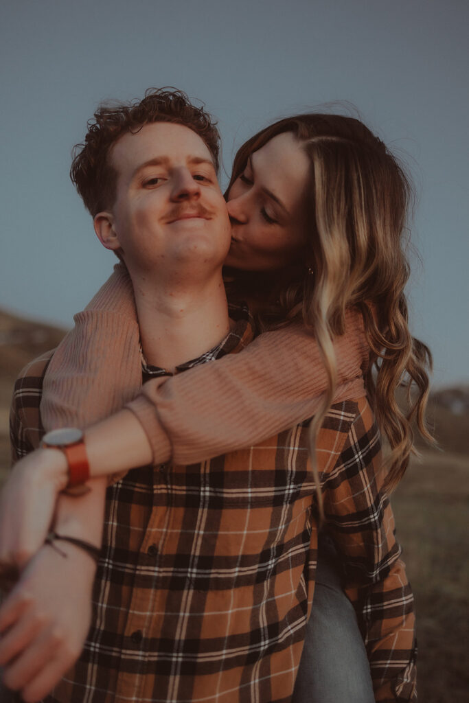 couple at their adventurous engagement session 