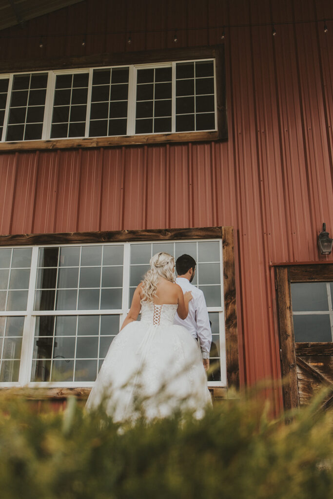 bride and groom first look