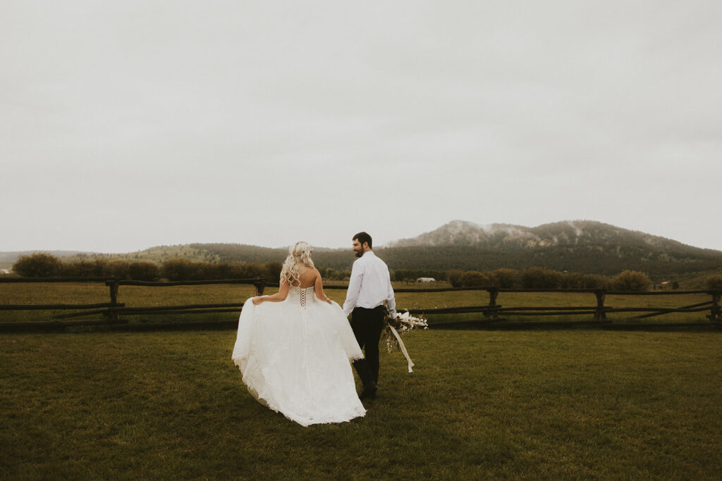 couple running during their photoshoot