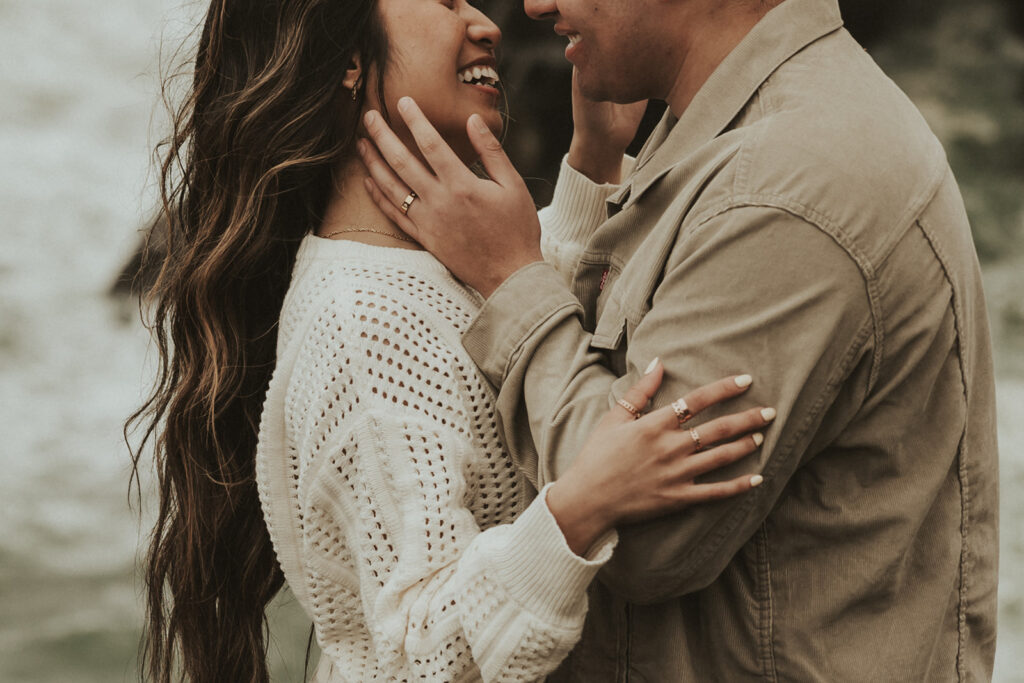 happy couple looking at each other