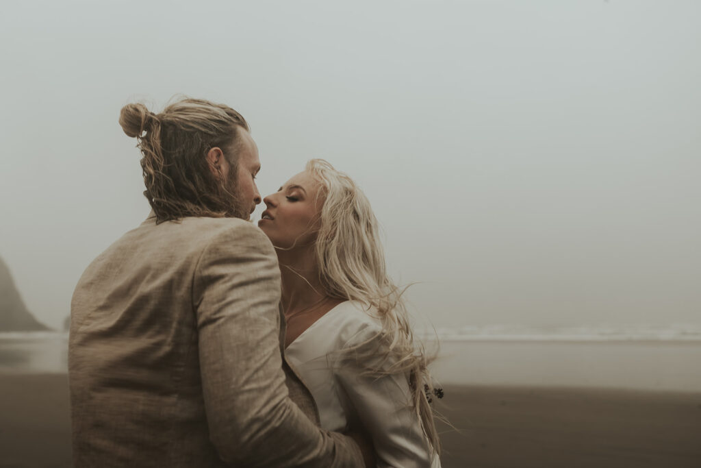 bride and groom kissing 