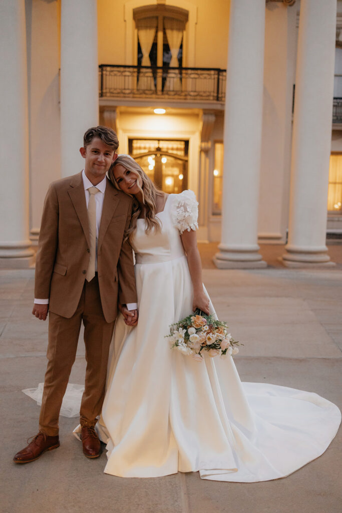 couple hugging during their bridal session