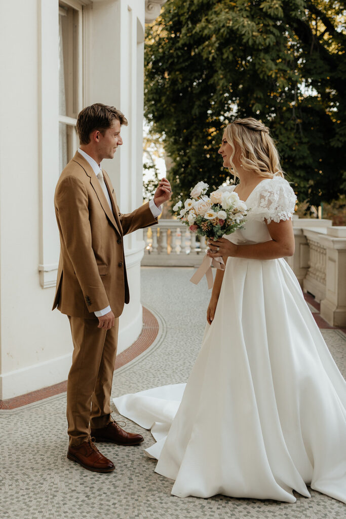 cute couple at their first look
