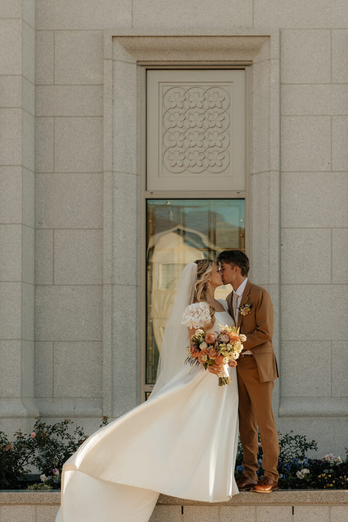 picture of the newlyweds kissing