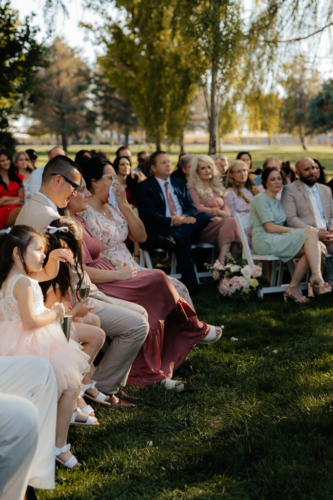 guests emotional at the wedding ceremony