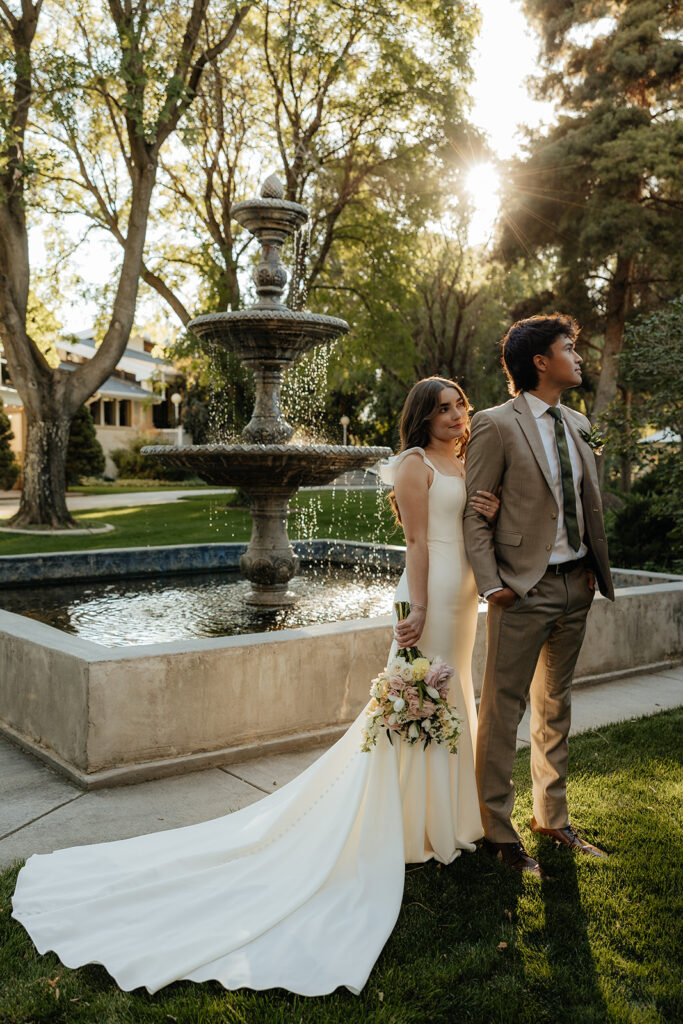 bride and groom at their golden hour session