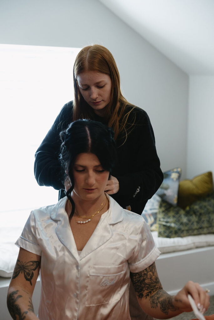 bride getting ready for her wedding ceremony