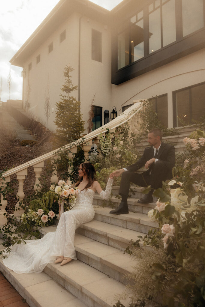portrait of the couple holding hands during their bridal portraits
