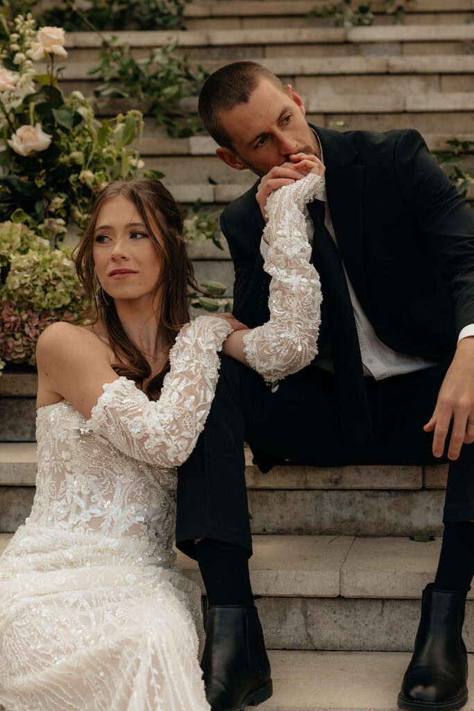 couple smiling to each other during their photoshoot