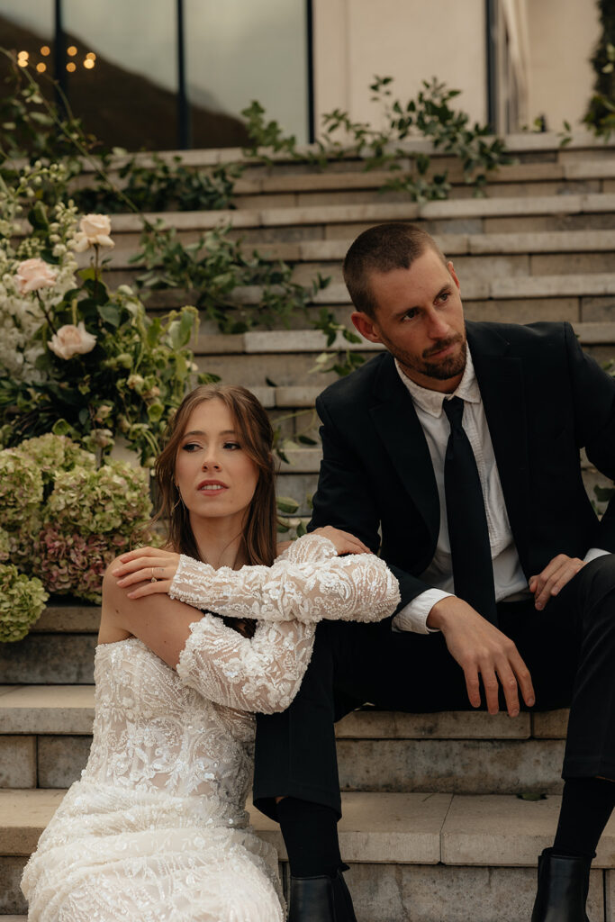 cute couple at their timeless bridal portraits 