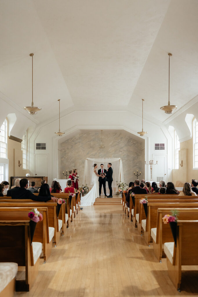 bride and groom at their intimate wedding ceremony