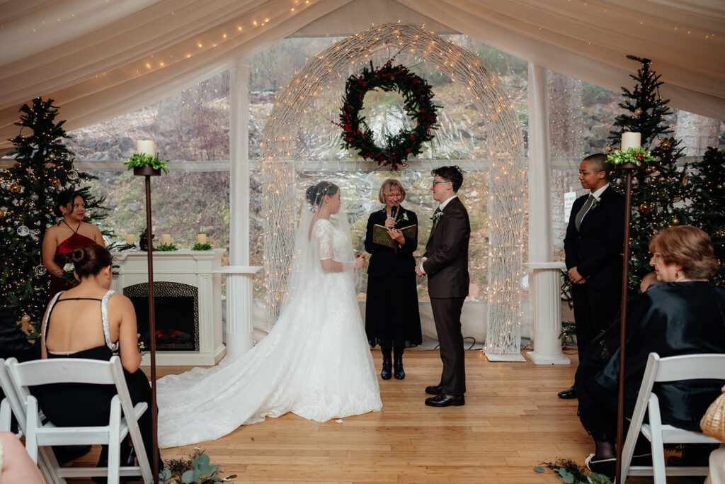 bride and groom at their intimate wedding ceremony