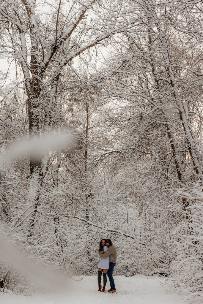 Nichols Hollow Couples Session | A Playful Snowy Engagement in Kaysville Utah