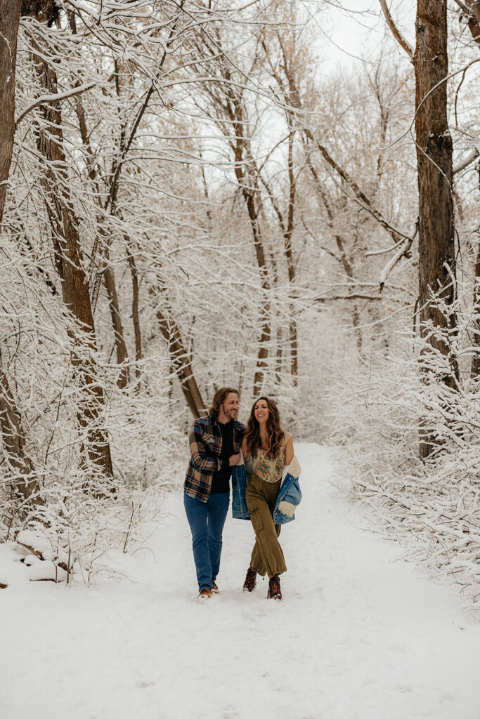 Nichols Hollow Couples Session | A Playful Snowy Engagement in Kaysville Utah