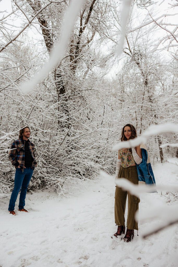 Nichols Hollow Couples Session | A Playful Snowy Engagement in Kaysville Utah