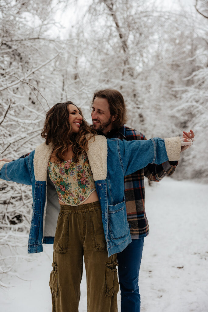 Nichols Hollow Couples Session | A Playful Snowy Engagement in Kaysville Utah