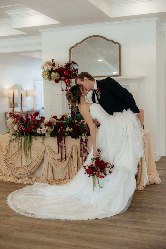 bride and groom at their timeless bridal photos in utah