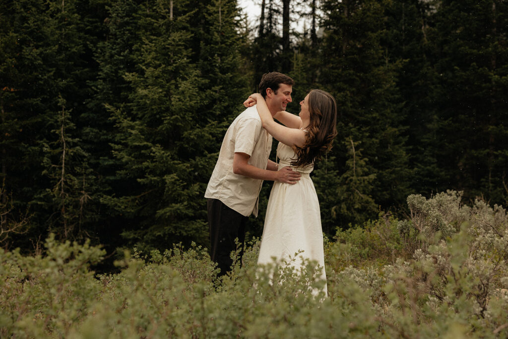 Utah Mountain Engagement Photos with an Unexpected Snowfall
