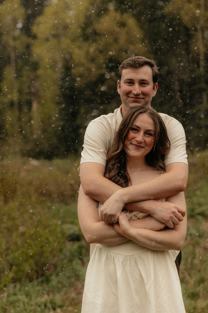 Utah Mountain Engagement Photos with an Unexpected Snowfall
