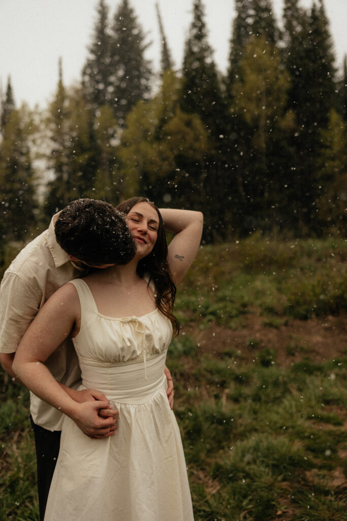 Utah Mountain Engagement Photos with an Unexpected Snowfall