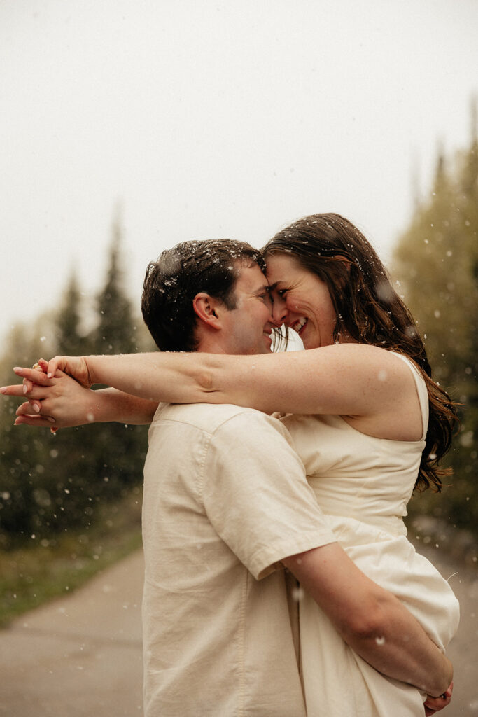 Utah Mountain Engagement Photos with an Unexpected Snowfall