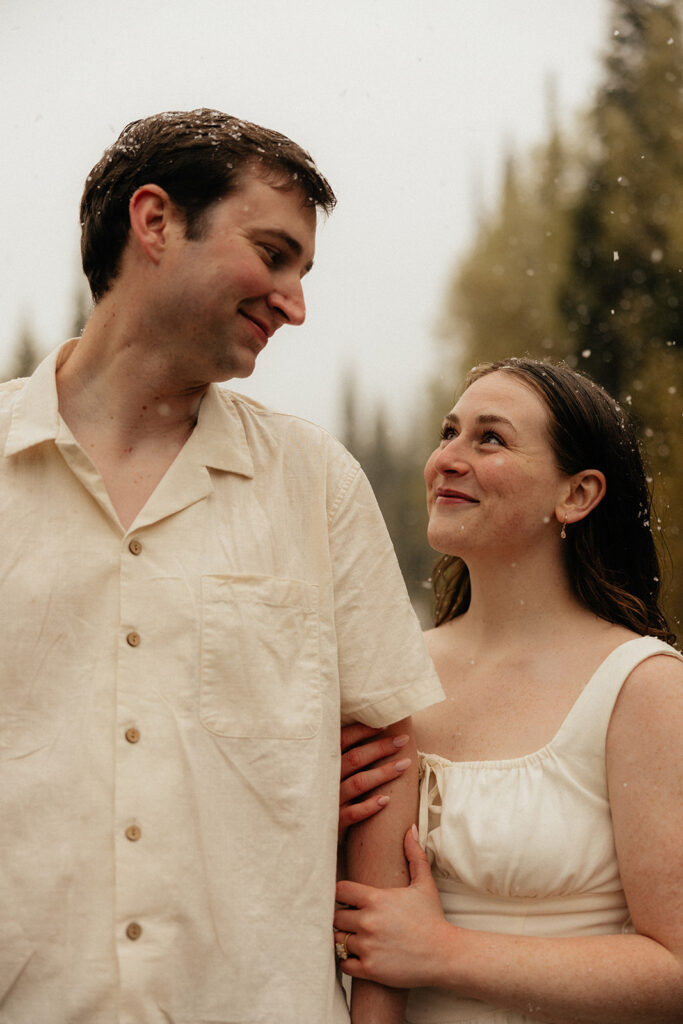 Utah Mountain Engagement Photos with an Unexpected Snowfall