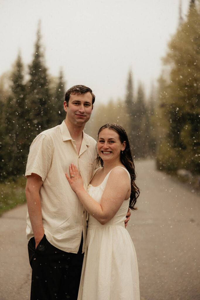 Utah Mountain Engagement Photos with an Unexpected Snowfall