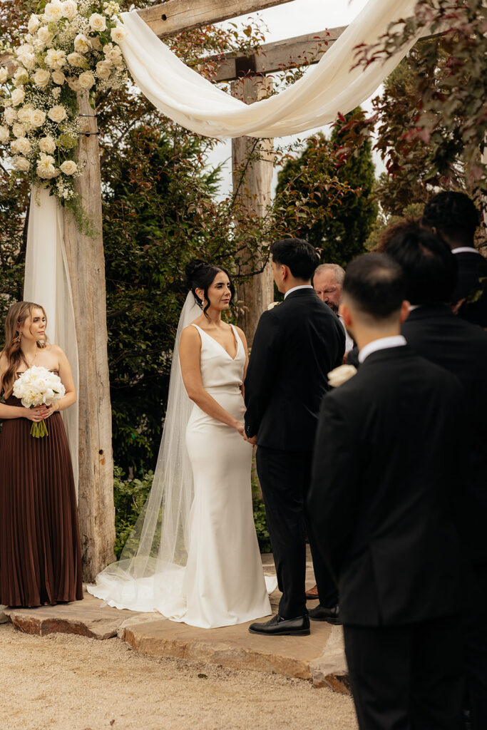 cute picture of the bride and groom at their intimate wedding ceremony
