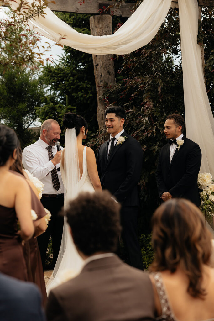 bride and groom emotional during their wedding ceremony