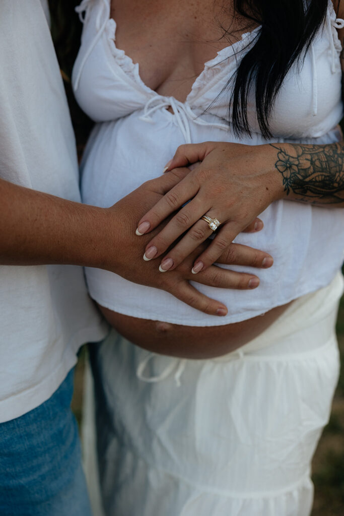 beautiful closeup shot of the baby bump